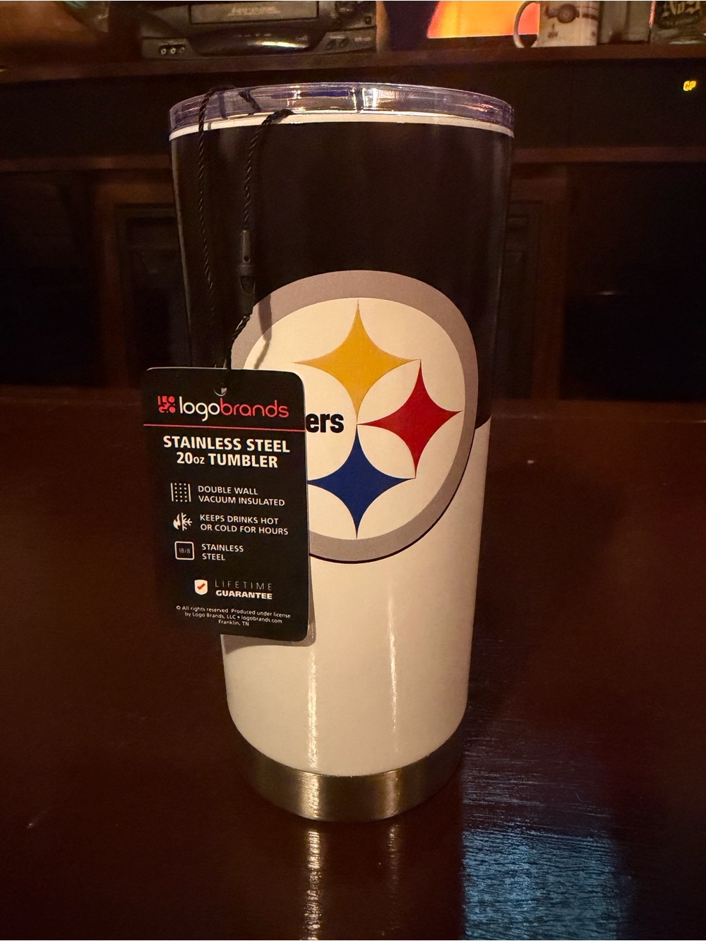 Logobrands Stainless Steel Pittsburgh Steelers 20oz Tumbler - White and Black
